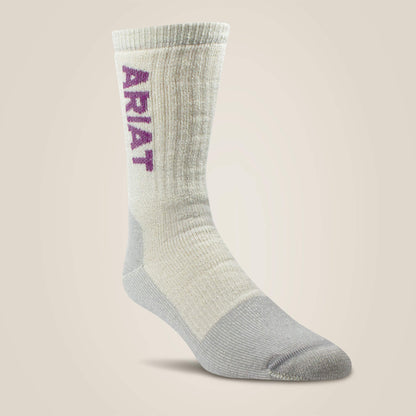 Ariat Featured | Midweight Merino Wool Blend Steel Toe Work Sock 2 Pair Multi Color Pack
