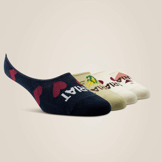 Ariat Great Value | No Slip No Show Sock 2 Pair Multi Color Pack