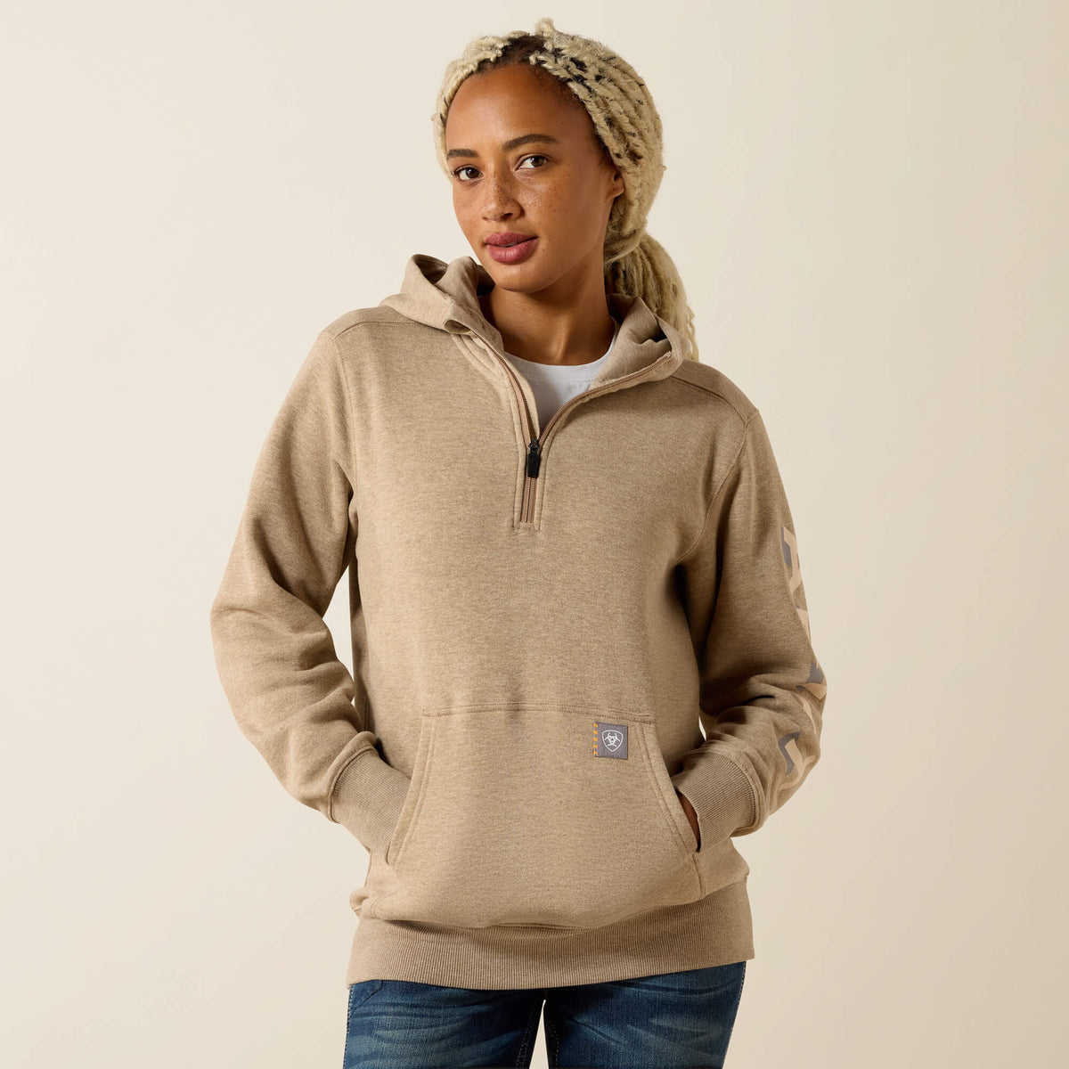 Ariat Special Offer | Rebar Lightweight Logo 1/2 Zip Hoodie