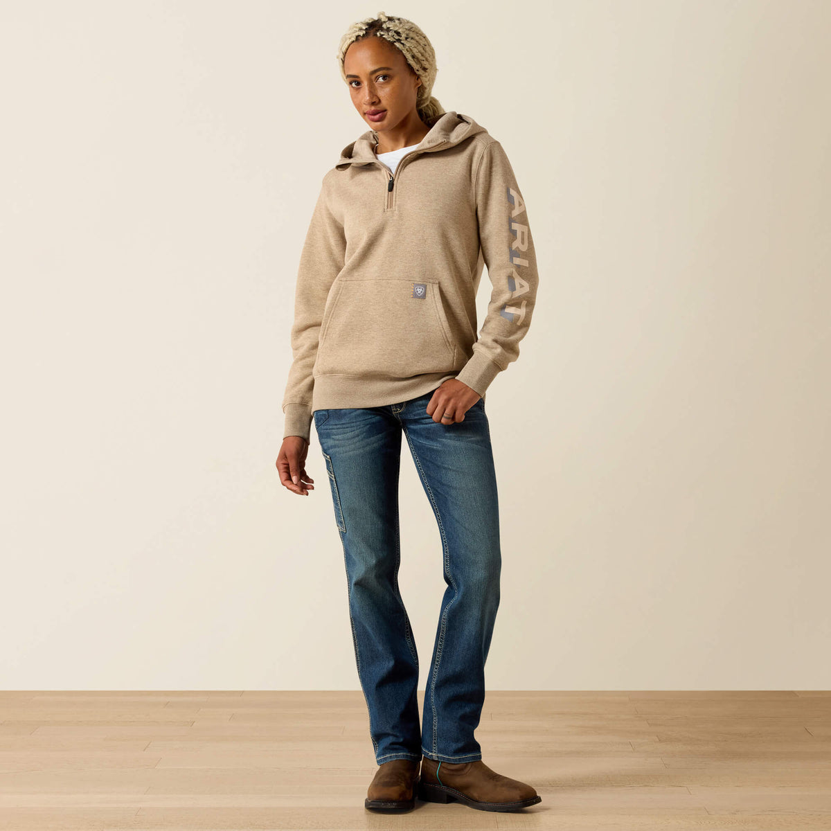 Ariat Special Offer | Rebar Lightweight Logo 1/2 Zip Hoodie