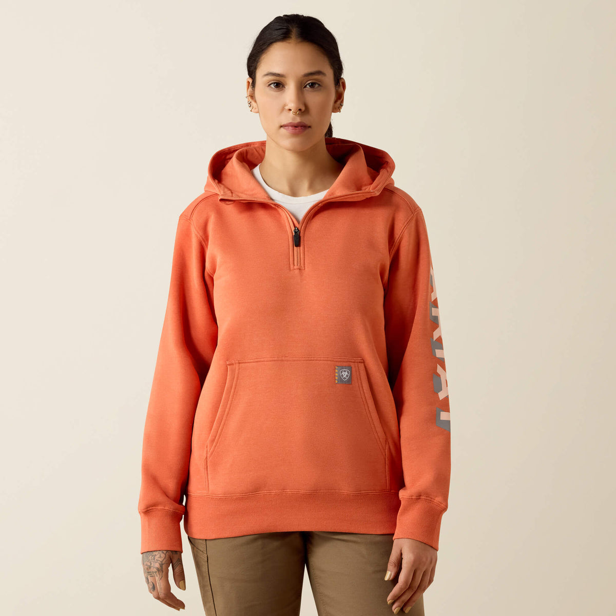 Ariat Featured | Rebar Lightweight Logo 1/2 Zip Hoodie