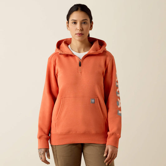 Ariat Featured | Rebar Lightweight Logo 1/2 Zip Hoodie