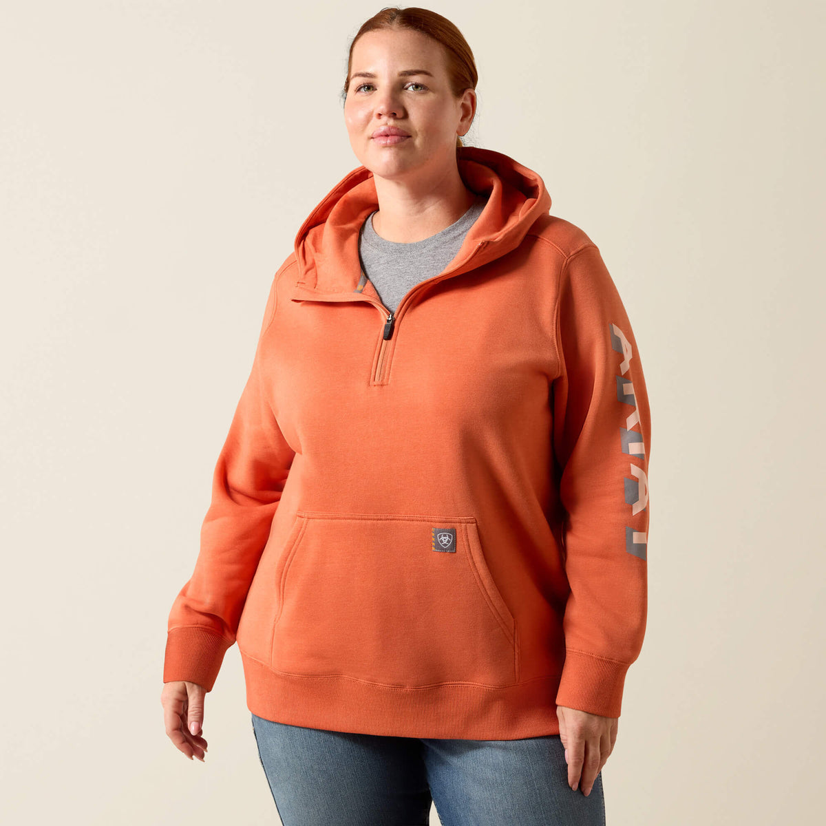 Ariat Featured | Rebar Lightweight Logo 1/2 Zip Hoodie