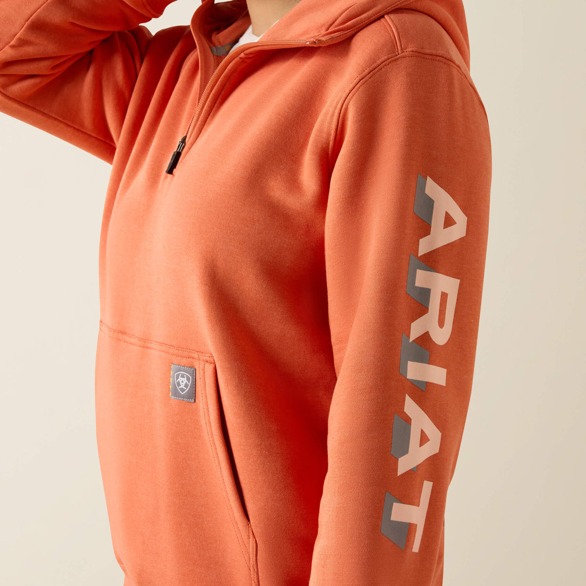 Ariat Featured | Rebar Lightweight Logo 1/2 Zip Hoodie