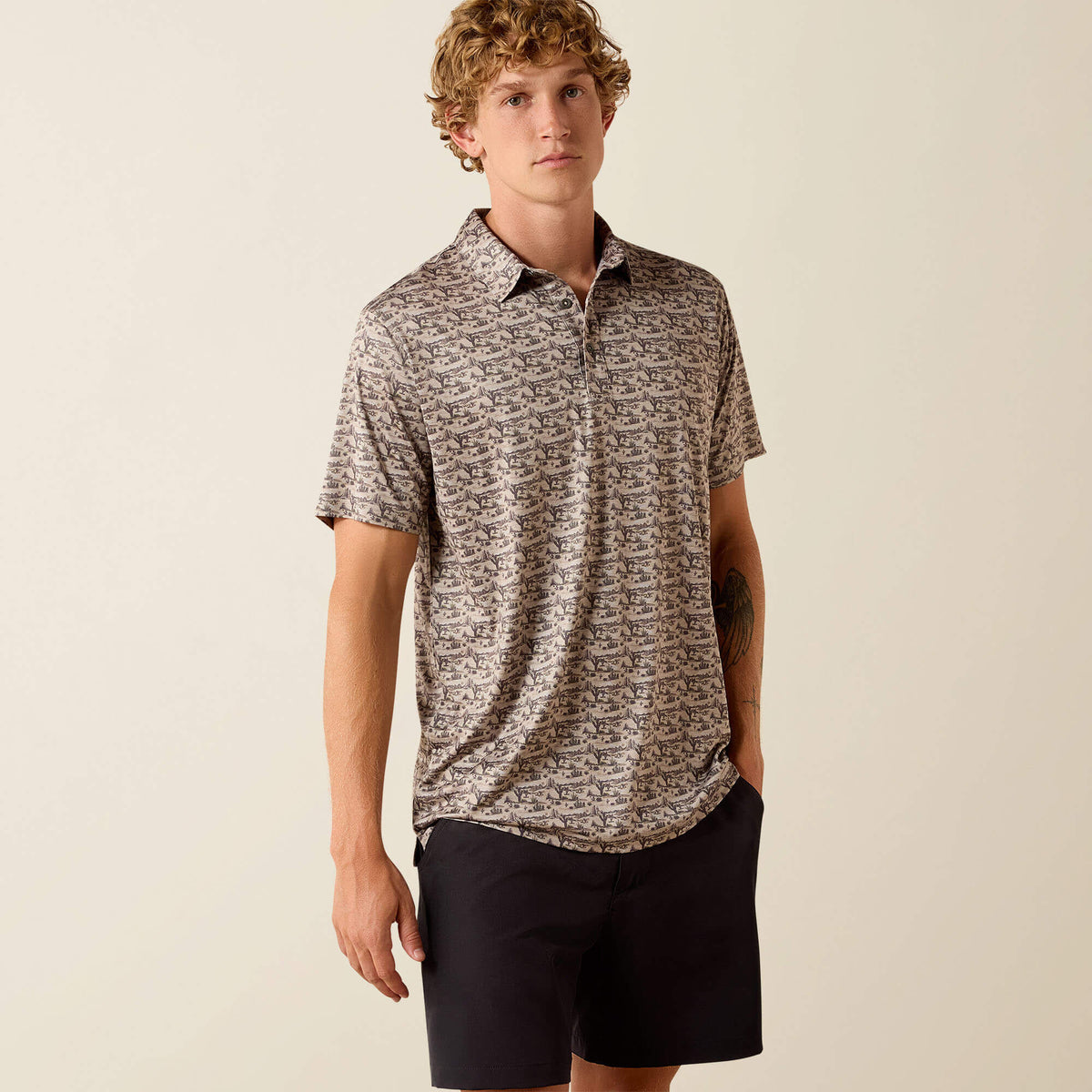 Ariat Discount | All Over Print Heathered Fitted Polo