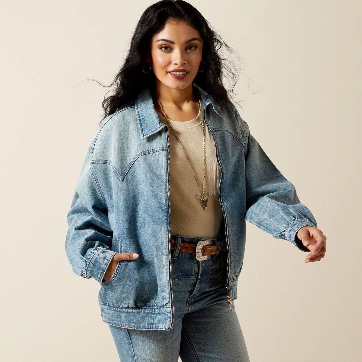 Ariat Trusted | Cheyenne Denim Bomber Jacket